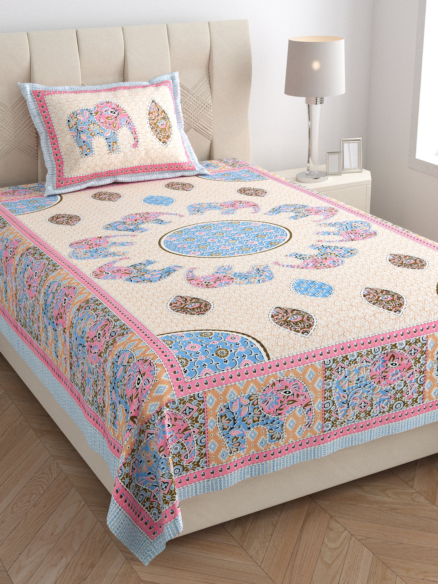Royal Caravan Single Cotton Bedsheet (60×90 in.)