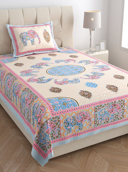 Royal Caravan Single Cotton Bedsheet (60×90 in.)