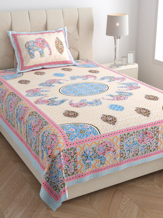 Royal Caravan Single Cotton Bedsheet (60×90 in.)