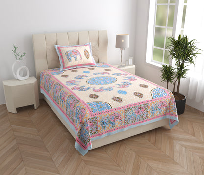 Royal Caravan Single Cotton Bedsheet (60×90 in.)