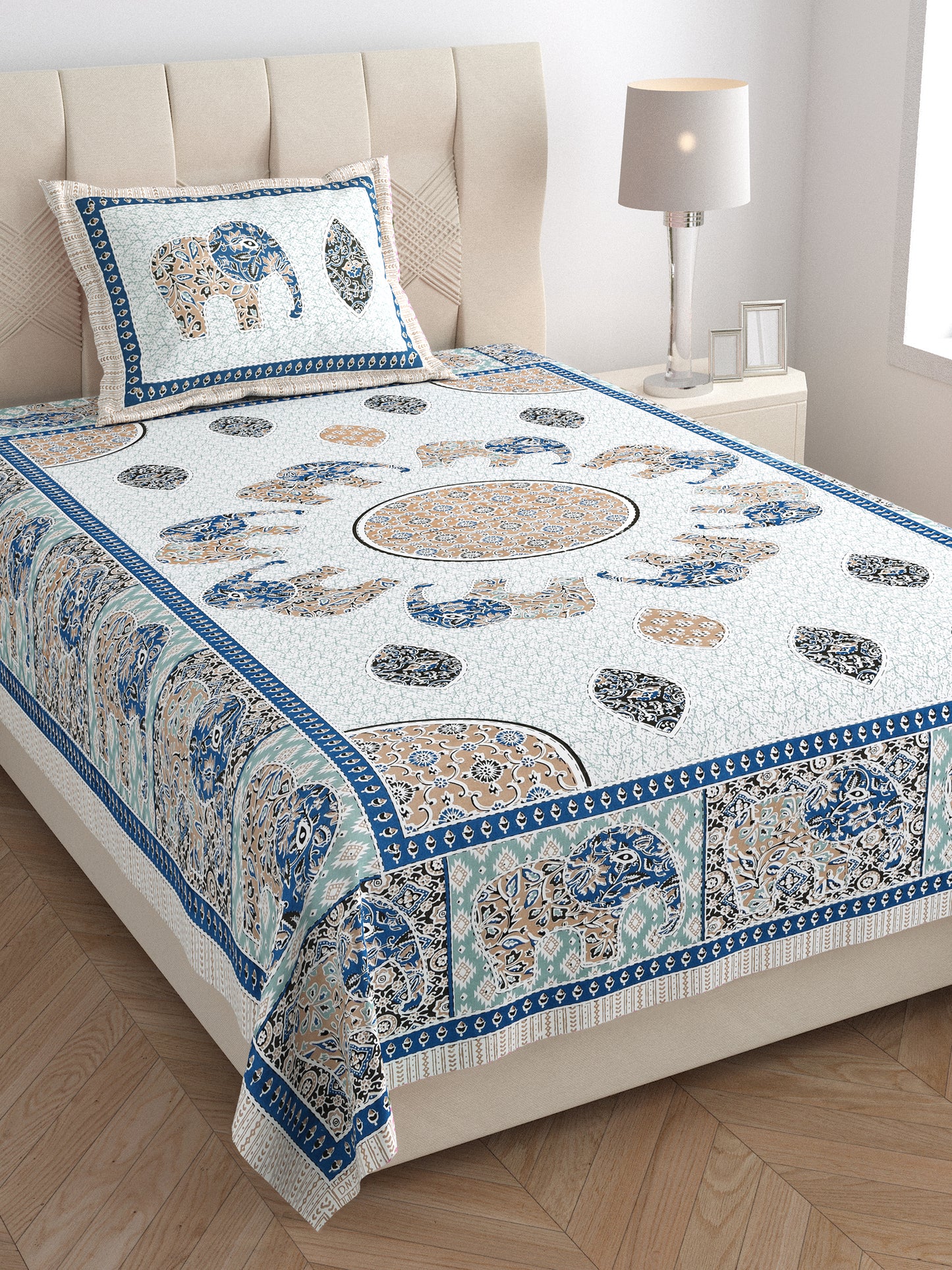 Royal Caravan Single Cotton Bedsheet (60×90 in.)