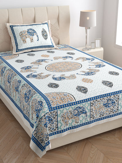 Royal Caravan Single Cotton Bedsheet (60×90 in.)