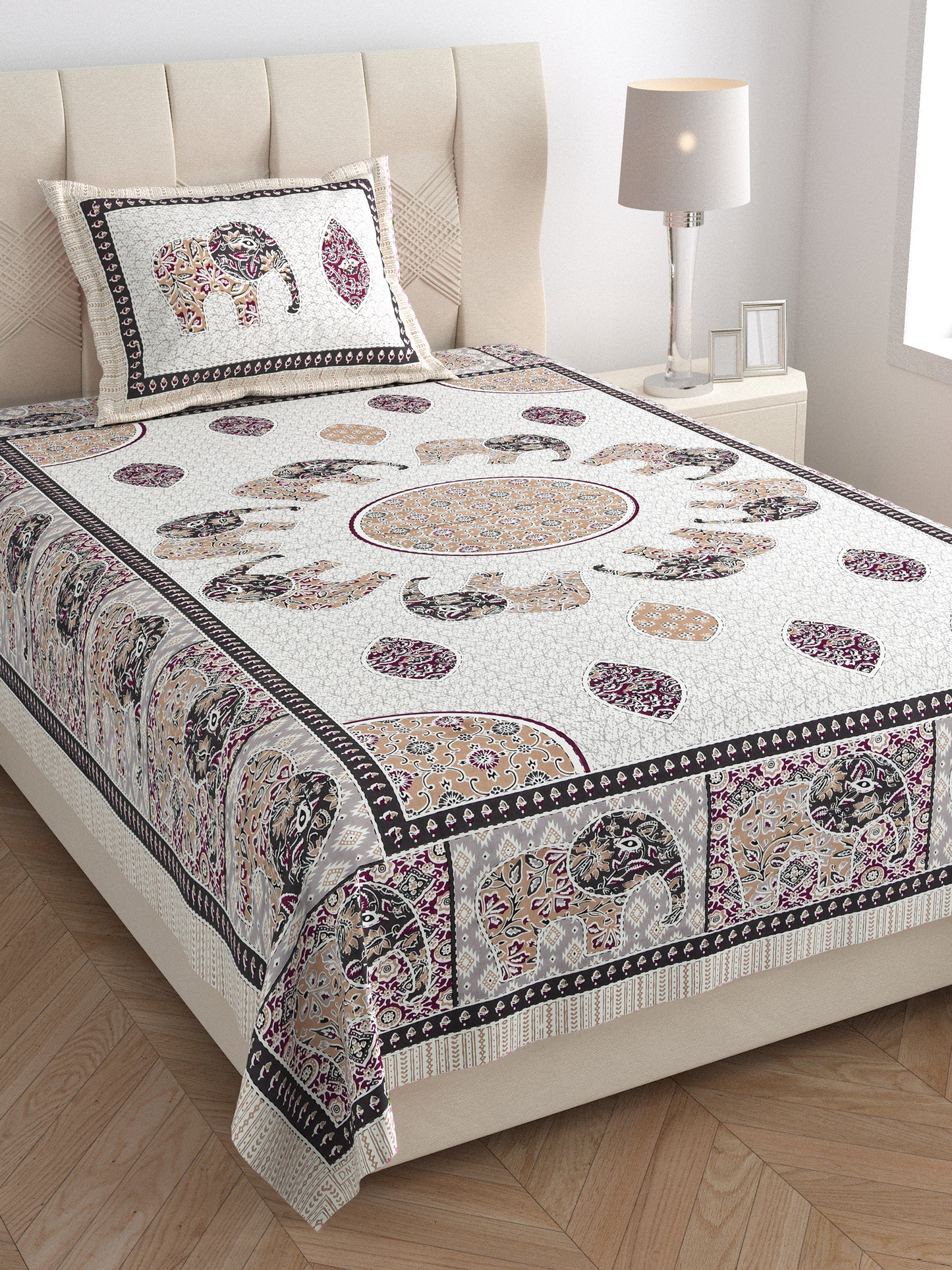 Royal Caravan Single Cotton Bedsheet (60×90 in.)