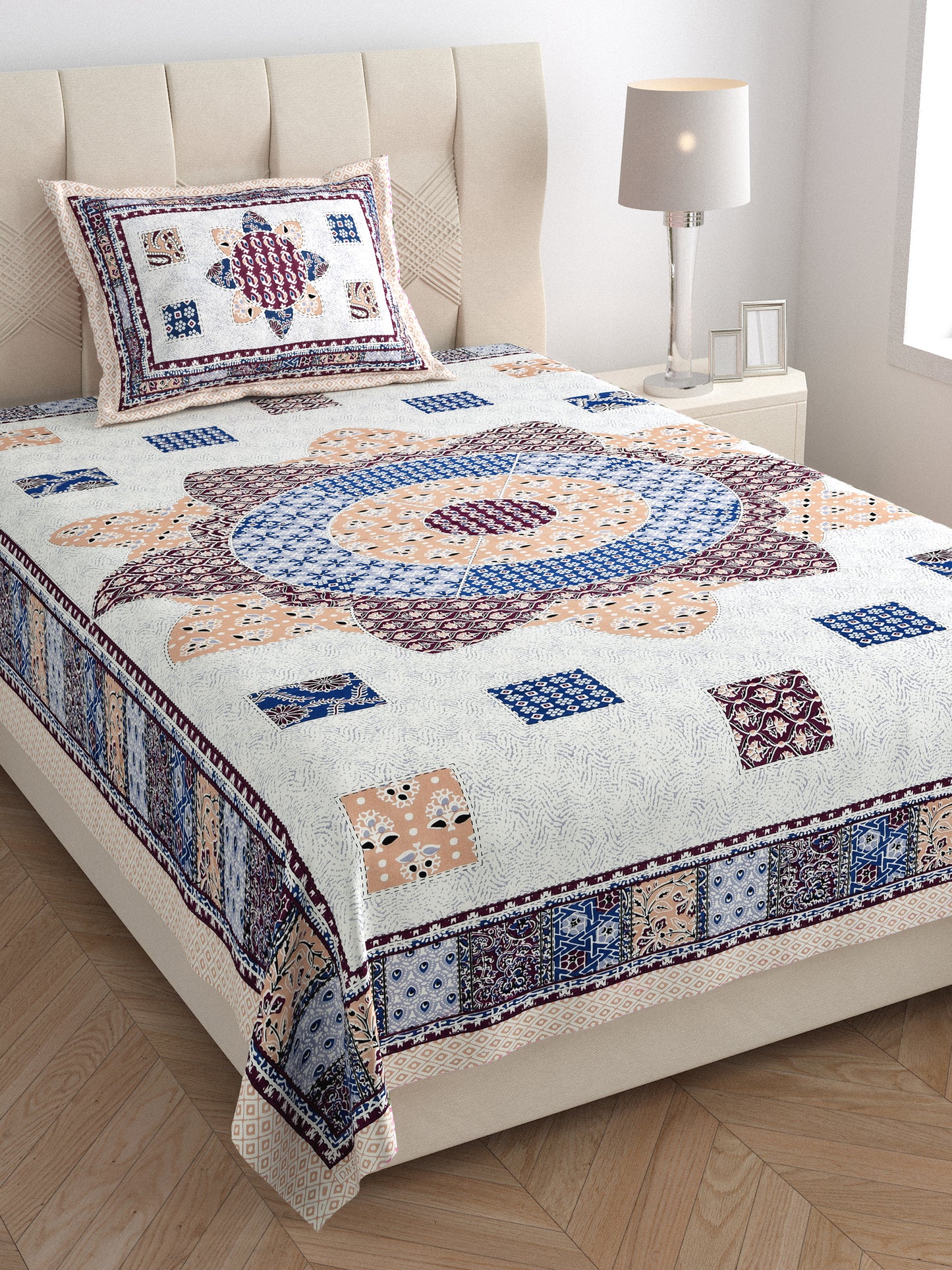 Mandala Muse Single Cotton Bedsheet (60×90 in.)