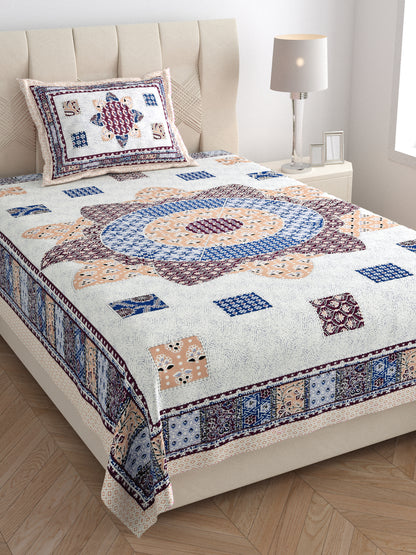 Mandala Muse Single Cotton Bedsheet (60×90 in.)