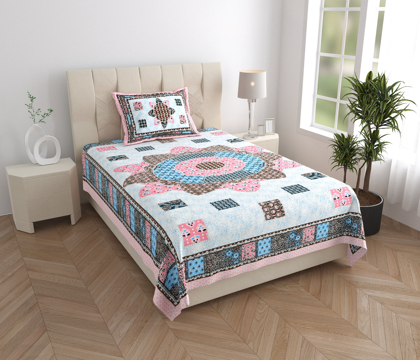 Mandala Muse Single Cotton Bedsheet (60×90 in.)