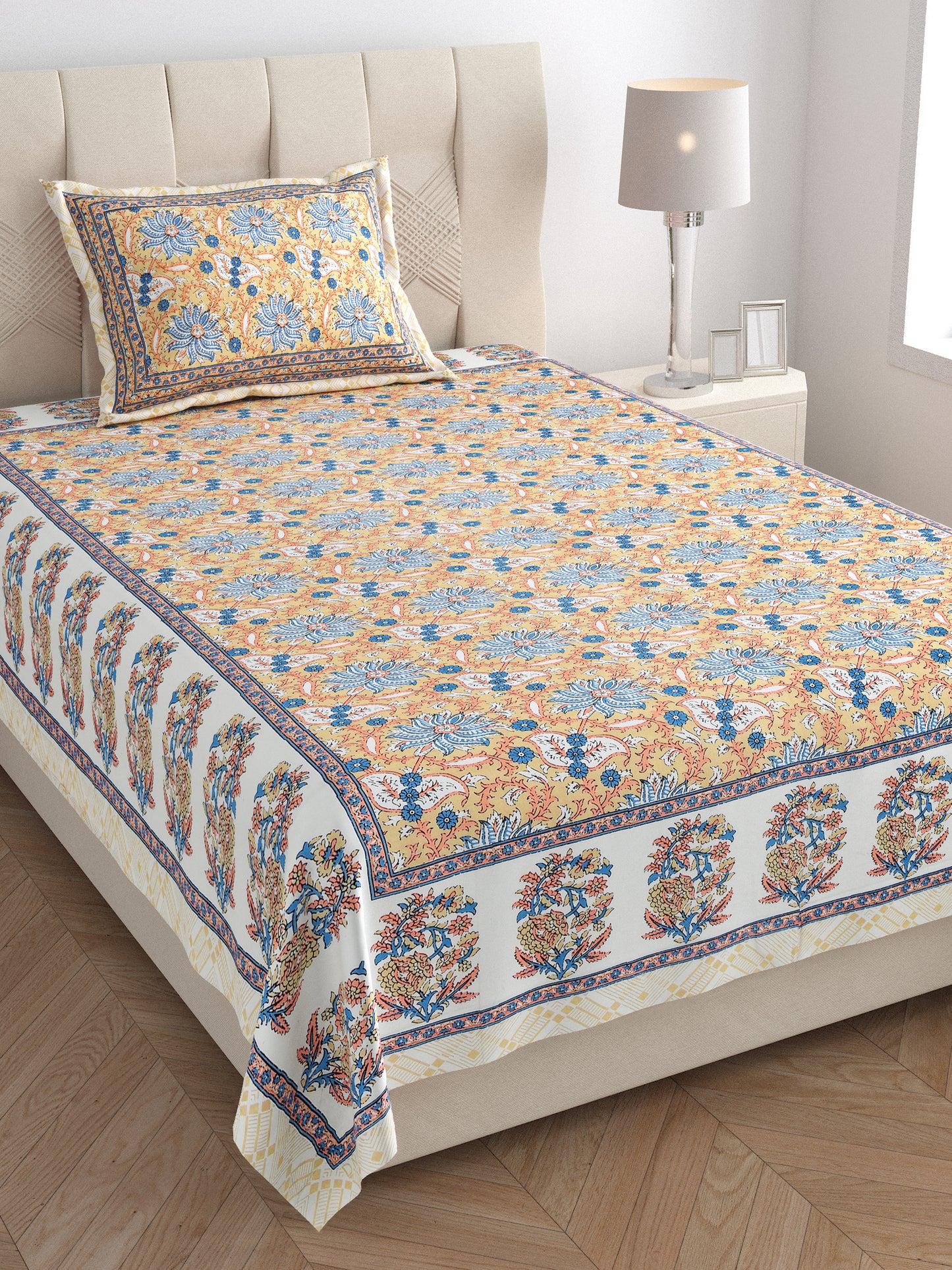 Regal Bloom Single Cotton Bedsheet (60×90 in.)