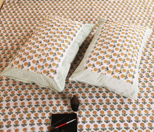 THE HIGHMOUR BLOOMLINE collection bedsheet in block print design from Jaipur made of pure cotton