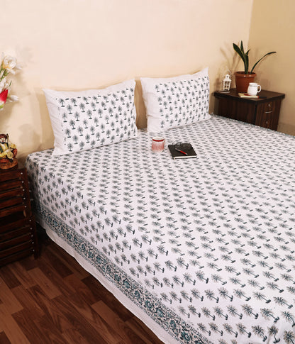 THE HIGHMOUR BLOOMLINE collection bedsheet in block print from Jaipur, made of pure cotton for comfort and style