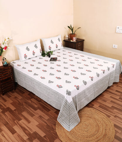 THE HIGHMOUR BLOOMLINE collection bedsheet with block print in Jaipur crafted from pure cotton