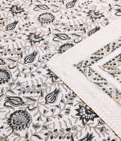 THE HIGHMOUR BLOOMLINE collection bedsheet featuring block print in Jaipur design made of pure cotton