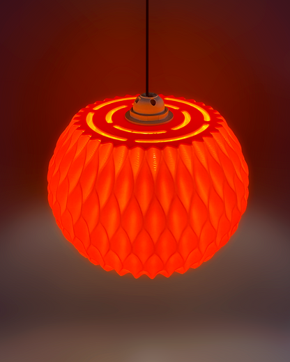 Highmour unique pendant lighting in an eye-catching orange design with textured surface and circular pattern
