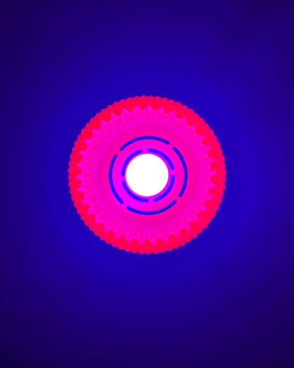 Highmour unique pendant lighting featuring a vibrant pink and purple design with circular patterns