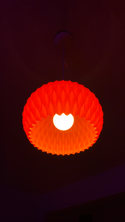 Highmour unique pendant lighting in vibrant red with a textured honeycomb design